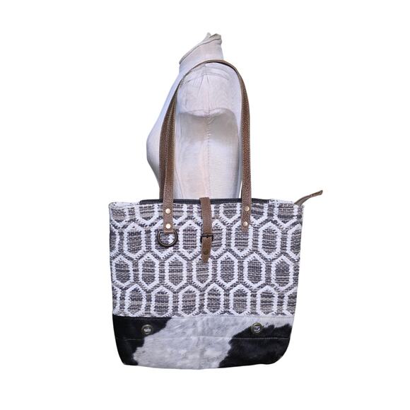 Myra Bag Buzz Fuzz cowhide Weekender shoulder Bag - Picture 1 of 7